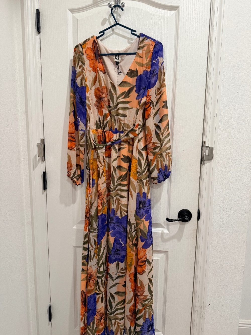 Anne Klein Floral Long Sleeve Maxi Dress Size 4